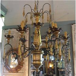 Italian Wood and Iron Chandelier #1929656