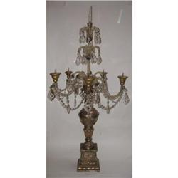 Pair of Italian Torchieres in Wood and Crystal #1929658