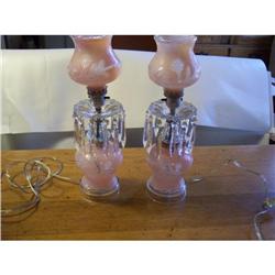 Pair of Glass Dresser Lamps w/Prisms #1930927