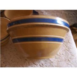 Blue & White Banded Watt Ware Stoneware Bowl #1930935