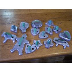 Lot of Vintage Green Handled Cookie Cutters #1930968