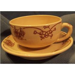 Shenango China Western Motif Soup Cup & Saucer #1931169