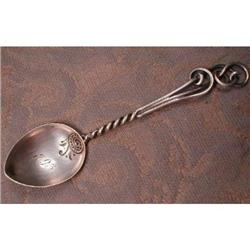 CURLED Sterling SPOON 1893 Hand Wrought ANTIQUE#1931277
