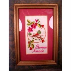 FRAMED Emboidery Bonne Annee HAPPY New YEAR #1931291