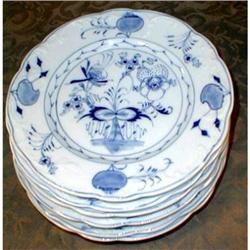 Blue ONION Hand PAINTED Plates (6) ~ANTIQUE~ #1931294