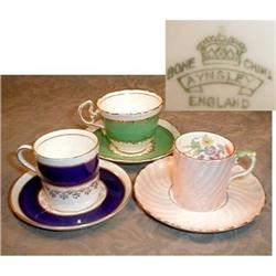 AYNSLEY Demitasse Cups & Saucers 3 Patterns #1931304