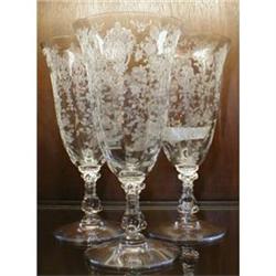 ROSE Point WATER Goblets (3) Glasses  STEM 3121#1931329