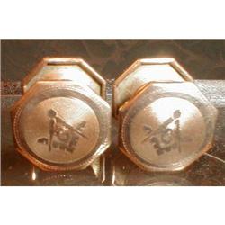 MASONIC CuffLINKS Masons ENGRAVED Snap BUTTONS #1931331