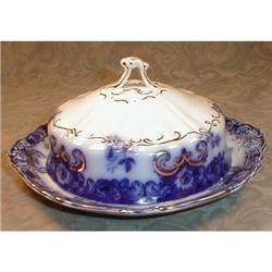 FLOW Blue BUTTER Dish ALCOCK Granada ANTIQUE #1931339