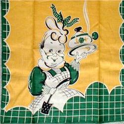 TOM Lamb STYLE Tea TOWEL Printed Linen VINTAGE #1931346