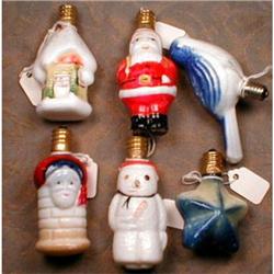 FIGURAL Christmas LIGHT Bulbs MILK Glass -6- #1931354