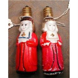 NUN Christmas LIGHT Bulbs MILK Glass -2- 3.25 #1931355