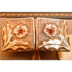Gold & Sterling CUFFlinks RED Stone MEXICO #1931363