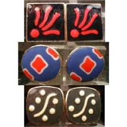 ENAMEL Cufflinks -3- pairs VINTAGE #1931365