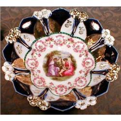 German COBALT Blue BOWL - Kaufmann Scene LARGE #1931402