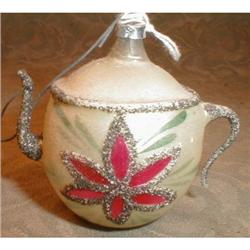 TEApot CHRISTMAS Ornament GLASS w/ Sparkles #1931409