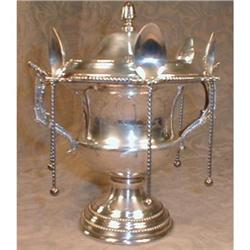 Master SUGAR Bowl 6 spoons SILVERplate ANTIQUE #1931416