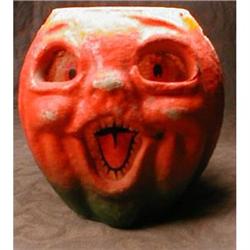 PAPER Mache PUMPKIN Halloween - VINTAGE - #1931428
