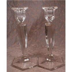 Elegant GLASS Candlesticks -9.5 inches tall- #1931431