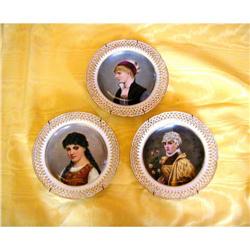 3~CIRCA 1890 EUROPEAN PORTRAIT PLATES/SIGNED #1931446