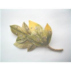 ESTATE DIAMOND STUDDED 4 1/4" LEAF PIN #1931464