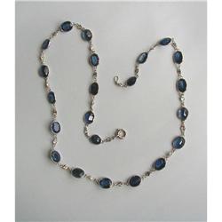 ESTATE SAPPHIRE AND DIAMOND 18" CHAIN NECKLACE #1931472