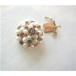 VINTAGE NECKLACE CLASP/14K/PEARLS/SAPP/EM. #1931474