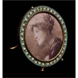 Miniature Bronze and Mosaic Round Picture Frame#1931680