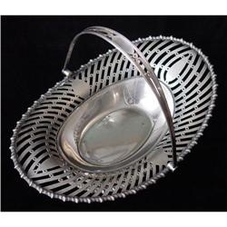 Pierced Silver Plate Cake / Bread Basket #1931687