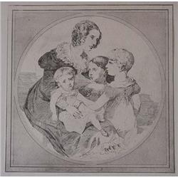 Engraving English Lady and her Children #1931703