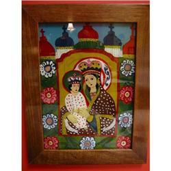 St. Mary with Child reverse painting on glass. #1931851