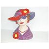 Image 1 : Flowered Lady Head Vase in Red Hat #1931884