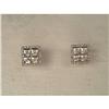 Image 1 : Estate 14K WG MicroPave Diamond Flower Earrings#1931990