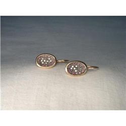 18K Pink Gold Rose Cut Diamond Ruby Earrings #1932007