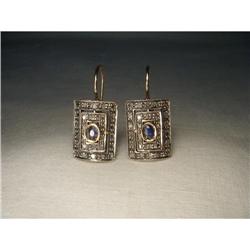 18K Pink Rose Gold Diamond Sapphire Earrings #1932008