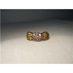 18K Yellow Sapphire Brown Diamond Floral Ring #1932010