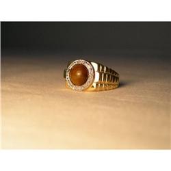 Estate 14K YG Diamond Tiger's Eye Mens Ring #1932031