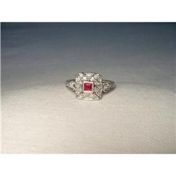 14K WG White Gold Ruby Diamond Filigree Ring #1932039