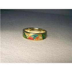 18K YG Hidalgo Enamel Parrot Jungle Diamond #1932043