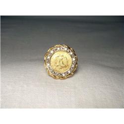 18K YG Diamond Mexican Pesos Coin Ring #1932044