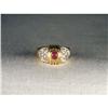 Image 1 : 18K YG Gold Cabochon Ruby Diamond Ring Band #1932045
