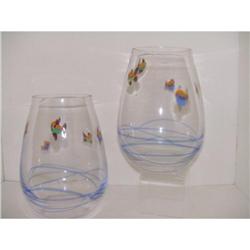 Estate Pair of Goldfish Glass Vases Bowls #1932515