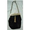 Image 1 : Black Velvet Purse with goldtone frame & tassel#1932760