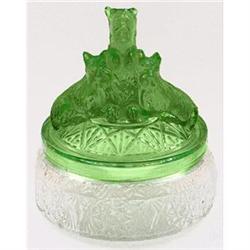 MY PET Green Clear Depression Glass Powder jar #1939001