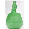 Image 1 : CAMELLIA Green Satin Glass Powder Jar #1939003