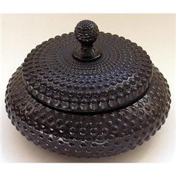 Black Amethyst Glass Hobnail Powder Jar #1939015