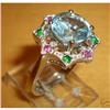 Image 1 : 18K Gold Aquamarine Ruby Emerald Ring #1939456
