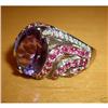 Image 1 : 14K White Gold Diamond Amethyst Ruby Ring #1939465
