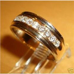 Mens 14K Yellow Gold Diamond Wedding Ring #1939476