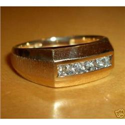 Mens 14K Yellow Gold Diamond Wedding Ring #1939482